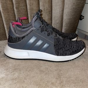 Grey and pink Adidas tennis shoes. Girls size 4 (I am a size 6 in woman’s)